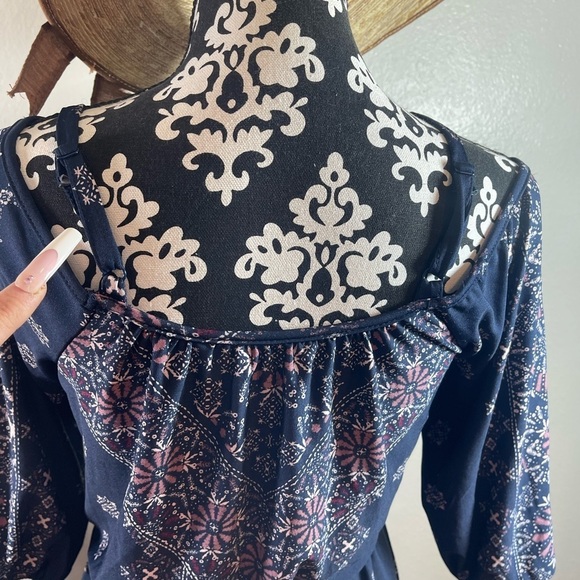 Maurices Blue and White Smocked Sundress with Raglan Sleeves - Picture 7 of 9